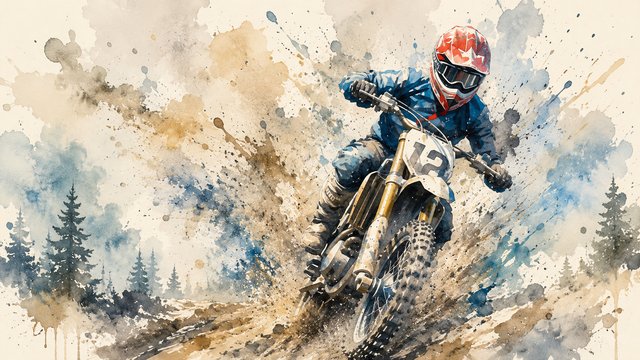 Motocross in motion splash of speed