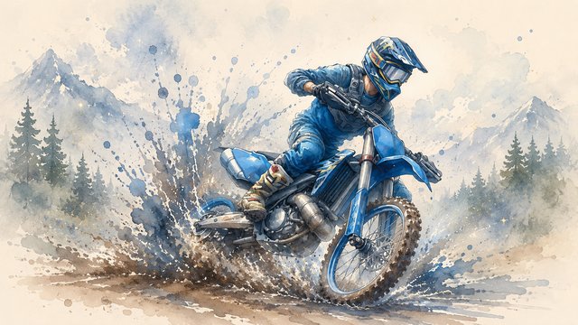 Mud splashts in a motocross race