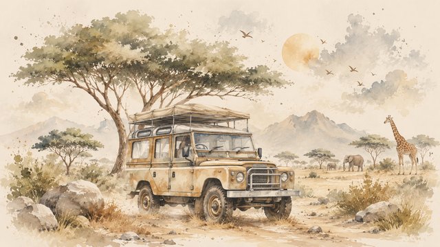 Safari adventure in watercolor