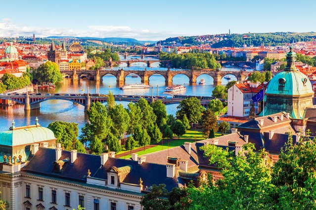 Charles Bridge over Vltava river in Prague, Czech Republic