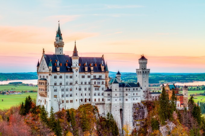Neuschwanstein, fairy tale castle near Munich in Bavaria, Germany