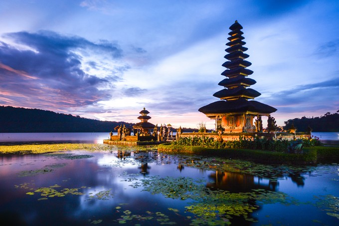 Pura Ulun Danu Bratan, Hindu temple on Bratan lake, Bali, Indonesia