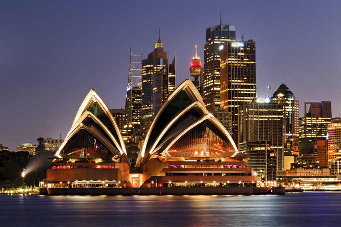 View of city and Sydney Opera House, Australia