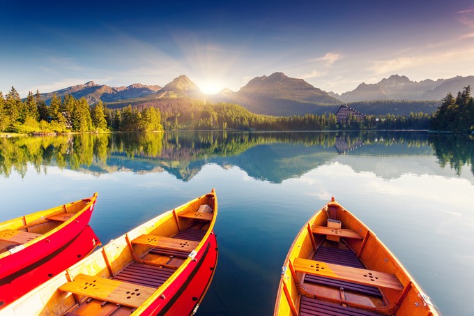 Mountain lake in National Park High Tatra, Strbske pleso, Slovakia