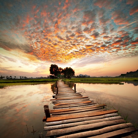 Sunset on the tropical river