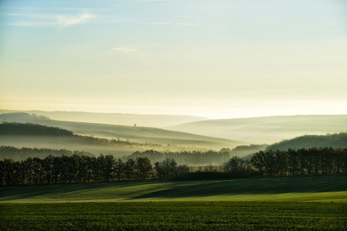 The hills in the fog - Morning landscape