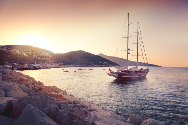 Beautiful seascape with big sailing boats